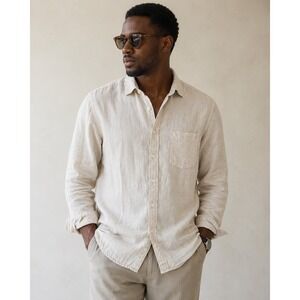 Hartford Alternative Classics 1979 Mens XXL Linen Button Down Shirt Oatmeal